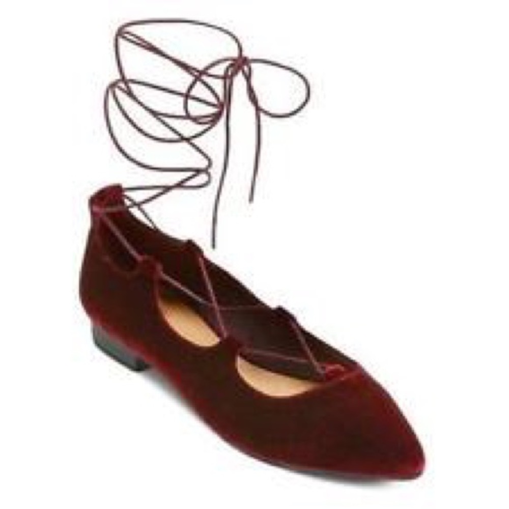 NWT Burgundy Mossimo Lace Up Flats